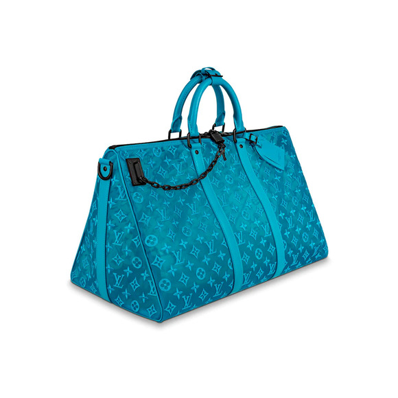 Louis Vuitton Keepall Bandouliere 50 Triangle Mesh Blue Black Weekend Travel Bag - Picture 4 of 11